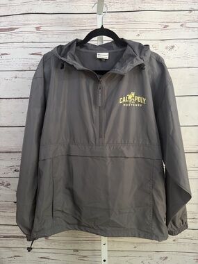 CHAMPION Unisex Cal Poly Mustangs Gray Packable Windbreaker Size Medium
